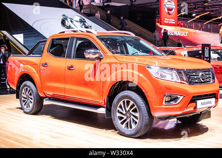 Ginevra, Svizzera, marzo 2019 Nissan Navara pickup truck a Ginevra International Motor Show, di terza generazione, NP300 D23 Navara prodotta da Nissan Foto Stock