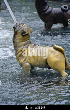 La mitica Fontana del cane a Berzcy Park nel centro cittadino di Toronto Foto Stock