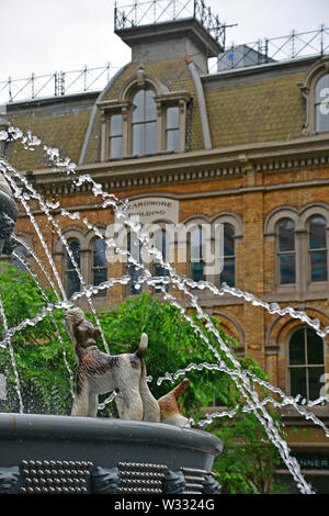 La mitica Fontana del cane a Berzcy Park nel centro cittadino di Toronto Foto Stock