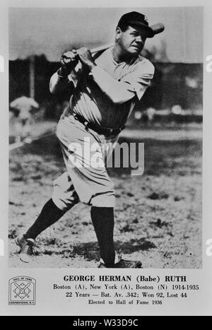 Babe Ruth dei New York Yankees in foto souvenir Foto Stock