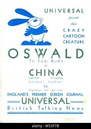 OSWALD il coniglio fortunato in Cina 1931 cartoon breve amministrazione Walter Lantz e William Nolan animatori Ray Abrams Tex Avery Pinto Colvig Clyde Geromini Les Kline e Manuel Moreno Walter Lantz Productions Universal Pictures Foto Stock