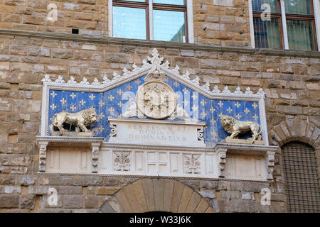 Firenze, Italia - 27 agosto 2018: Palazzo della Signoria Piazza della Signoria a Firenze. Foto Stock