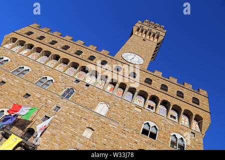 Firenze, Italia - 27 agosto 2018: Palazzo della Signoria Piazza della Signoria a Firenze. Foto Stock