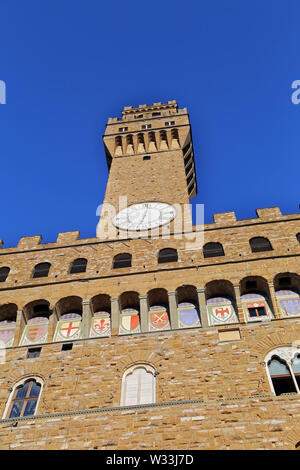 Firenze, Italia - 27 agosto 2018: Palazzo della Signoria Piazza della Signoria a Firenze. Foto Stock