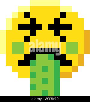 Emoticon faccia arte pixel a 8 bit Video Game Icona Illustrazione Vettoriale