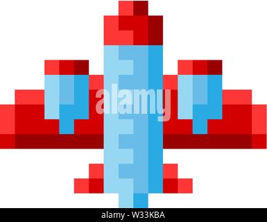 Piano Aereo Aereo Pixel Video Game Icona Arte Illustrazione Vettoriale