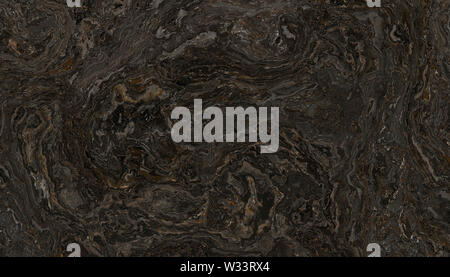 In marmo scuro con pattern curly argento e nero di inclusioni. Abstract texture e background. 2D illustrazione Foto Stock
