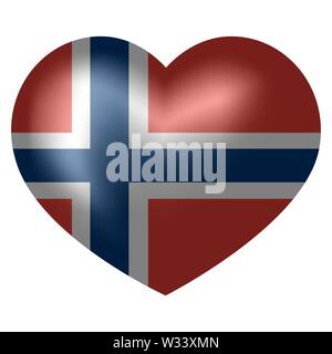 Bandiera della Norvegia in forma di cuore. illustrazione vettoriale. Illustrazione Vettoriale