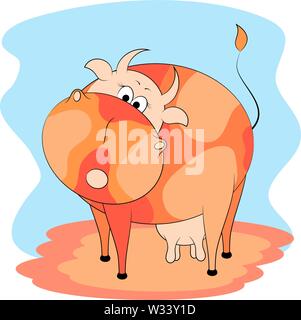 Dolce Spotted Cow cartoon illustrazione vettoriale. Illustrazione Vettoriale