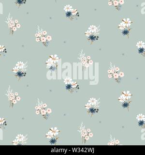Fiori colori vintage perfetta configurazione vettore. Illustrazione Vettoriale