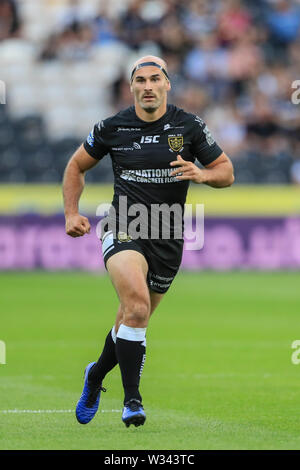 11 luglio 2019 , KCOM Stadium, Hull, Inghilterra; Betfred Super League, rotonda 21, Hull FC vs London Broncos ; Danny Houghton (9) dello scafo FC durante il gioco Credito: Mark Cosgrove/news immagini Foto Stock