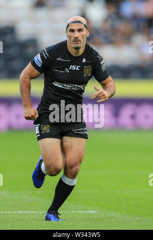 11 luglio 2019 , KCOM Stadium, Hull, Inghilterra; Betfred Super League, rotonda 21, Hull FC vs London Broncos ; Danny Houghton (9) dello scafo FC durante il gioco Credito: Mark Cosgrove/news immagini Foto Stock