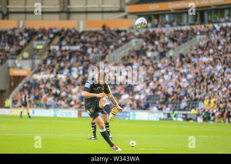 11 luglio 2019 , KCOM Stadium, Hull, Inghilterra; Betfred Super League, rotonda 22, Hull FC vs London Broncos ; Marc Sneyd (7) dello scafo FC converte Credito: Mark Cosgrove/news immagini Foto Stock