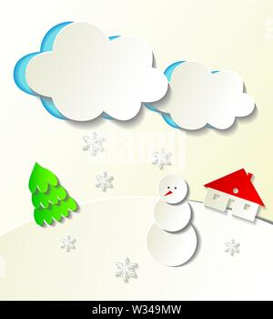 Carta tagliata fuori il concetto d'inverno. Illustrazione Vettoriale Illustrazione Vettoriale