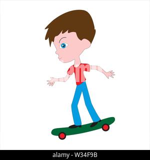 Il ragazzo corse skateboard. Illustrazione Vettoriale