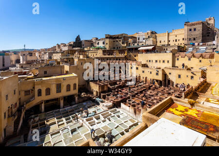 Il Marocco, Fez (o FES): Chouara conceria nella medina Foto Stock