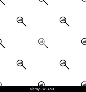 Modello senza cuciture con icona del grafico. Aumentare la pianificazione nella lente di ingrandimento. Analisi e statistiche di simbolo di dati. Illustrazione Vettoriale per design, web, involucro p Illustrazione Vettoriale