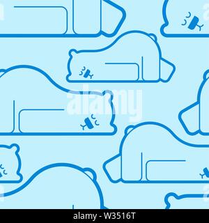 Orso polare addormentato pattern seamless. La bestia sta dormendo sfondo . texture vettoriali Illustrazione Vettoriale