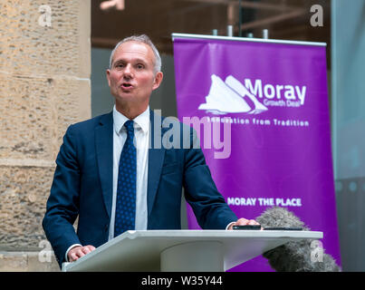 11 luglio 2019. Alexander Graham Bell Centre, Moray College UHI, Moray Street, Elgin, IV30 1JJ. Questo è l'annuncio del Moray trattativa di crescita a Mora Foto Stock