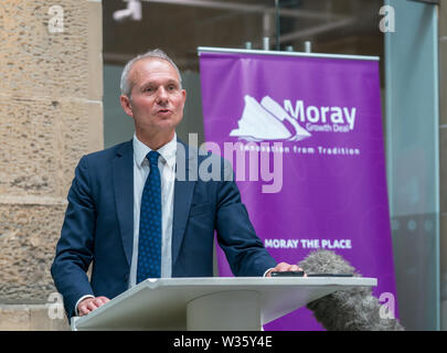 11 luglio 2019. Alexander Graham Bell Centre, Moray College UHI, Moray Street, Elgin, IV30 1JJ. Questo è l'annuncio del Moray trattativa di crescita a Mora Foto Stock