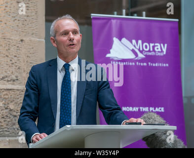 11 luglio 2019. Alexander Graham Bell Centre, Moray College UHI, Moray Street, Elgin, IV30 1JJ. Questo è l'annuncio del Moray trattativa di crescita a Mora Foto Stock