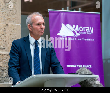 11 luglio 2019. Alexander Graham Bell Centre, Moray College UHI, Moray Street, Elgin, IV30 1JJ. Questo è l'annuncio del Moray trattativa di crescita a Mora Foto Stock