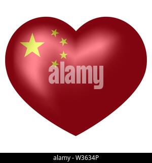 Bandiera della Cina a forma di cuore. 3d illustrazione vettoriale. Illustrazione Vettoriale
