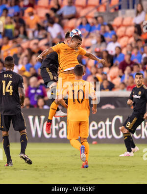 Texas, Stati Uniti d'America. 12 Luglio, 2019. Luglio 12, 2019 Houston Dynamo avanti Mauro Manotas (9) va per la palla durante una partita tra Los Angeles FC e Houston Dynamo BBVA Stadium di Houston, Texas. A metà è tie 1-1. Credito: Cal Sport Media/Alamy Live News Foto Stock