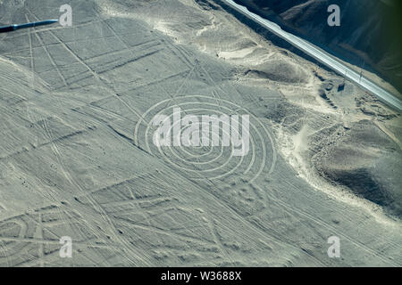 Spirale(s) a linee di Nazca in Perù Foto Stock