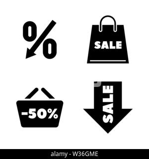 Sconto Tag. Semplice vettore relativi set di icone per i video, applicazioni mobili e siti Web, stampare progetti e il vostro design. Nero illustrazione piatta sul retro bianco Illustrazione Vettoriale