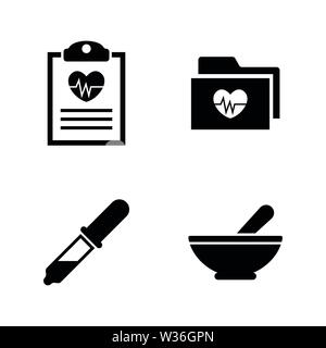 La salute del cuore. Semplice vettore relativi set di icone per i video, applicazioni mobili e siti Web, stampare progetti e il vostro design. Salute icona Cuore nero illustra piatta Illustrazione Vettoriale