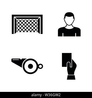 Football Soccer. Semplice vettore relativi set di icone per i video, applicazioni mobili e siti Web, stampare progetti e il vostro design. Football Soccer Icona Nero Il piatto Illustrazione Vettoriale