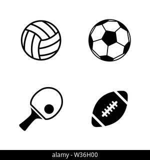 Sport palle. Semplice vettore relativi set di icone per i video, applicazioni mobili e siti Web, stampare progetti e il vostro design. Sport Balls Icona piatto nero illustrati Illustrazione Vettoriale