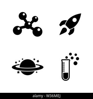 Fisica, Chimica, Astronomia. Semplice vettore relativi set di icone per i video, applicazioni mobili e siti Web, stampare progetti e il vostro design. Fisica, scienza ico Illustrazione Vettoriale