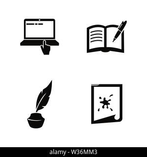 Scrittura creativa, Storytelling. Semplice vettore relativi set di icone per i video, applicazioni mobili e siti Web, stampare progetti e il vostro design. Scrittura creativa ic Illustrazione Vettoriale