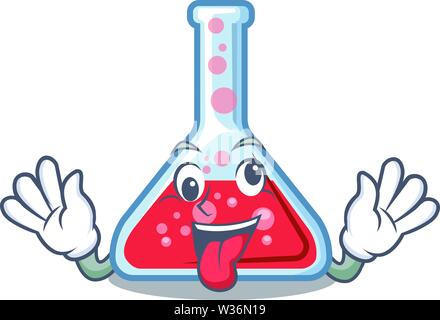 Crazy matraccio di erlenmeyer in cartoon lab room Illustrazione Vettoriale