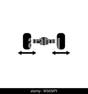 Auto assale posteriore, la larghezza dei pneumatici icona vettore. Semplice piatto simbolo su sfondo bianco Illustrazione Vettoriale