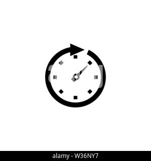 Freccia di clock. Piatto icona Vettore. Semplice simbolo nero su sfondo bianco Illustrazione Vettoriale