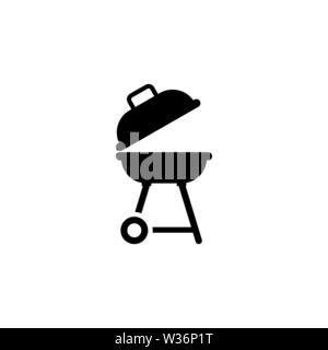 Il barbecue. Barbecue. Piatto icona Vettore. Semplice simbolo nero su sfondo bianco Illustrazione Vettoriale