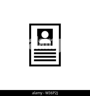 Informazioni Persona. Sommario. Piatto icona Vettore. Semplice simbolo nero su sfondo bianco Illustrazione Vettoriale