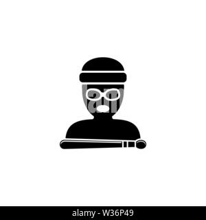 Il batterista Avatar. Piatto icona Vettore. Semplice simbolo nero su sfondo bianco Illustrazione Vettoriale
