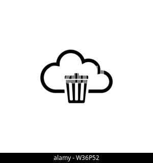 Il Cloud Computing trash bin. Piatto icona Vettore. Semplice simbolo nero su sfondo bianco Illustrazione Vettoriale