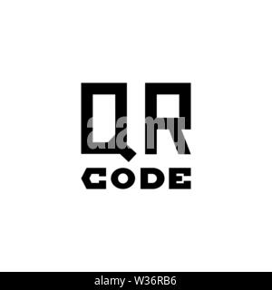 Codice QR Testo. Piatto icona Vettore illustrazione. Semplice simbolo nero su sfondo bianco. Codice QR segno di testo Modello di progettazione per il web e mobile elemento di interfaccia utente Illustrazione Vettoriale