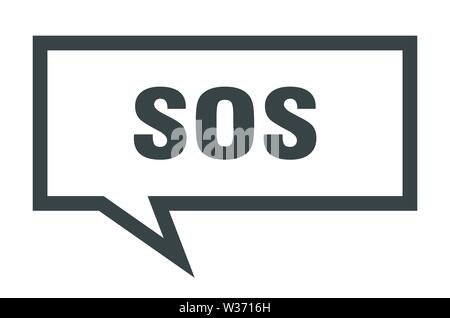 Sos segno. sos square discorso bolla. sos Illustrazione Vettoriale