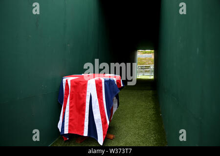 Una tabella di presentazione il giorno dodici dei campionati di Wimbledon al All England Lawn Tennis e Croquet Club, Wimbledon. Foto Stock