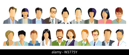 Persone ritratto, facce illustrazione Foto Stock