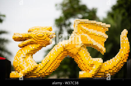 Johor Bahru,Malesia-18 NOV 2018: Lego toy dragon display modello in Malesia parco Legoland Foto Stock