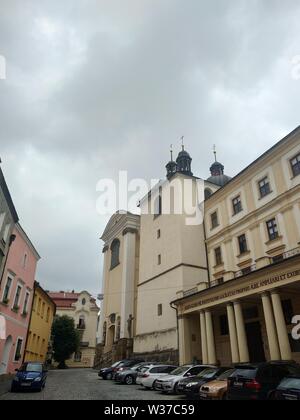 Chiesa di San Michele in Olomouc con tre cupole barocche, Repubblica Ceca Foto Stock