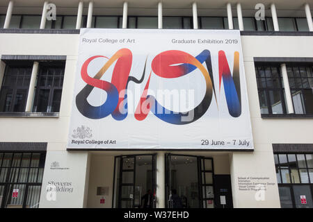 Colpo esterno del Royal College of Arts, Stevens edificio ingresso Foto Stock