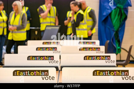 I voti vengono contati, Ward 5 Elezione del Consiglio, Haddington & Lammermuir per elezione, East Lothian maggio 2019, Scotland, Regno Unito Foto Stock